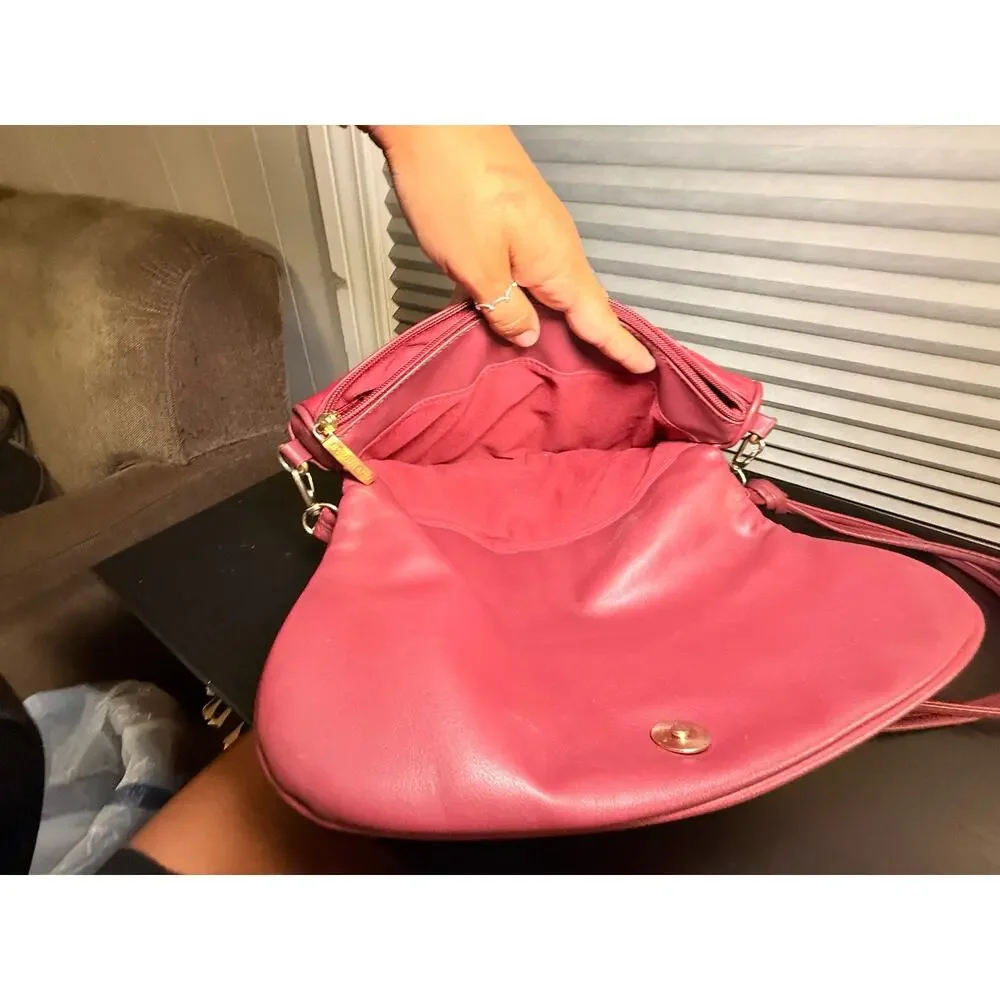 Stone & Co Red Leather Shoulder Bag Flap Purse Knot Strap Medium Y2K Style